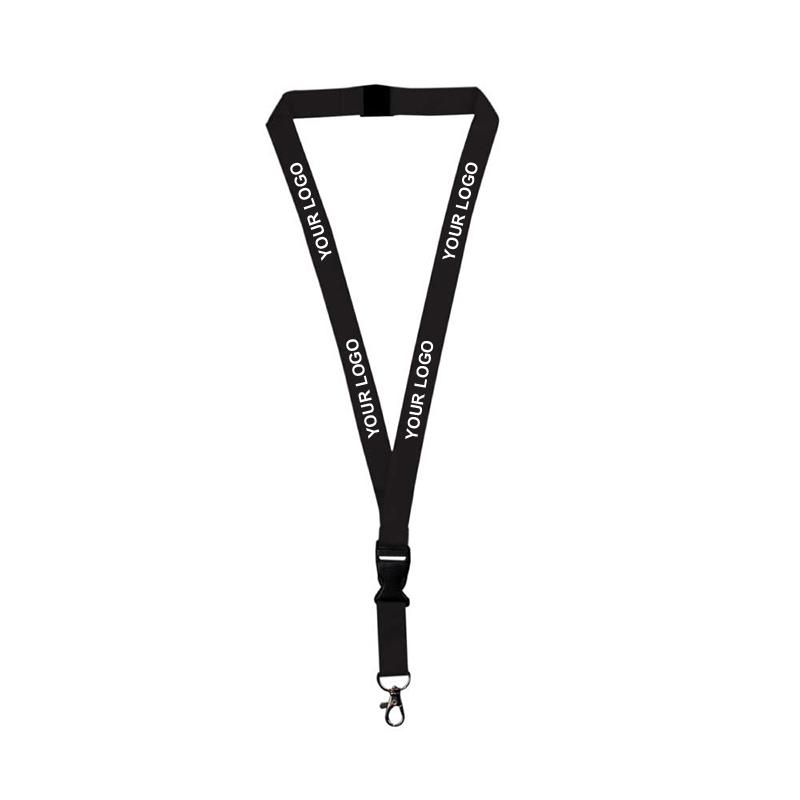 20mm Black Polyester Material Lanyard