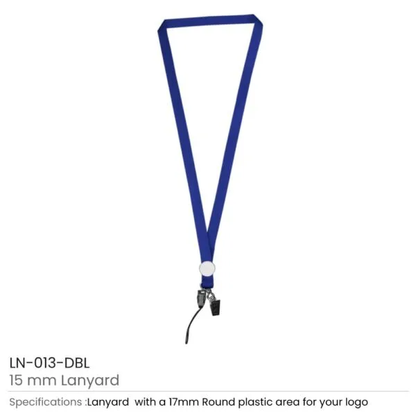 15mm Navy Blue Polyester Material Lanyard with Crocodile Hook