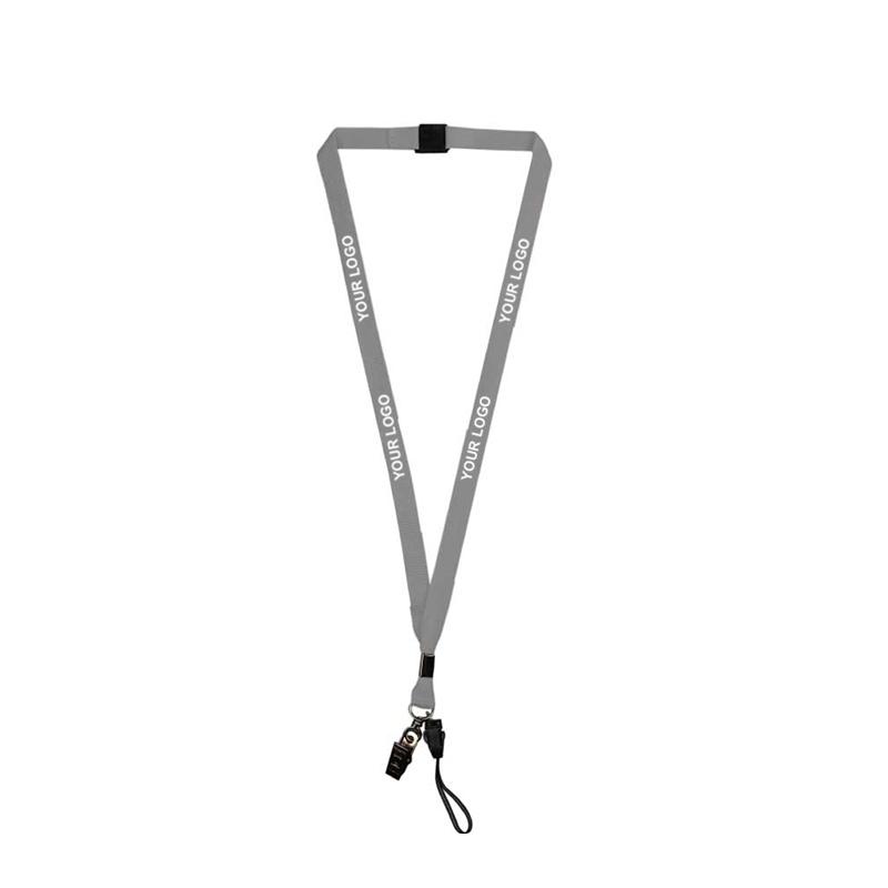 15mm Gray Polyester Material Lanyard with Crocodile Hook