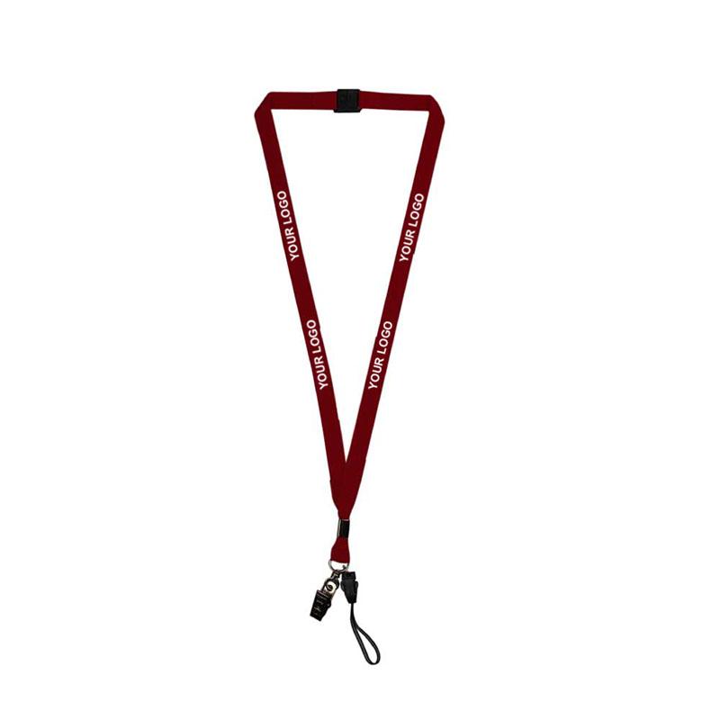 15mm Maroon Polyester Material Lanyard with Crocodile Hook