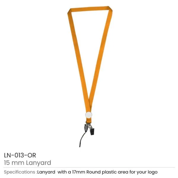 15mm Orange Polyester Material Lanyard with Crocodile Hook