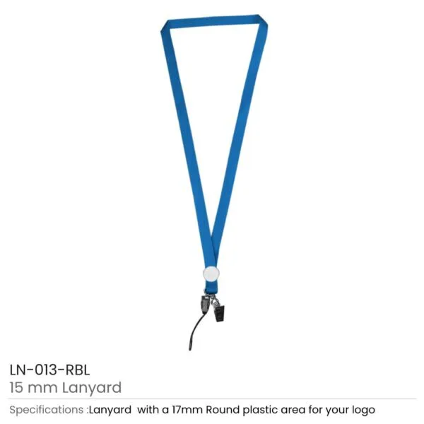 15mm Royal Blue Polyester Material Lanyard with Crocodile Hook