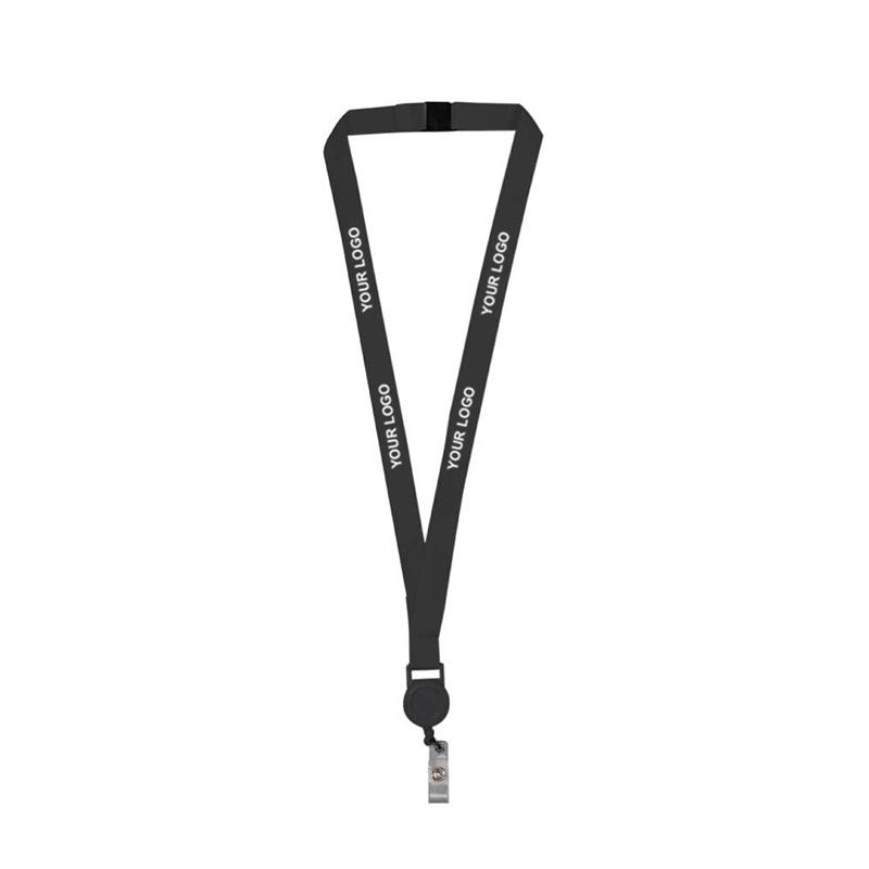 Black Lanyard with Reel Badge and Safety Lock