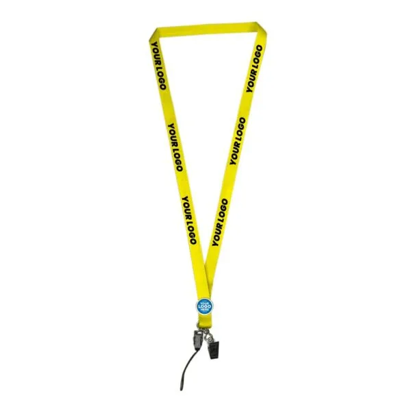 15mm Yellow Polyester Material Lanyard with Crocodile Hook