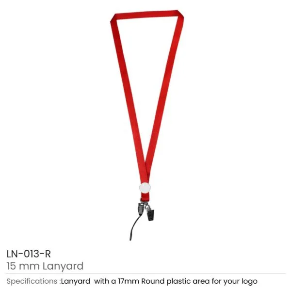 15mm Red Polyester Material Lanyard with Crocodile Hook